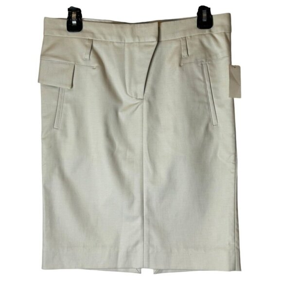 Helmut Lang Skirt Women 2 Beige Natural Textured Twill Pencil Skirt Careercore - Picture 1 of 13